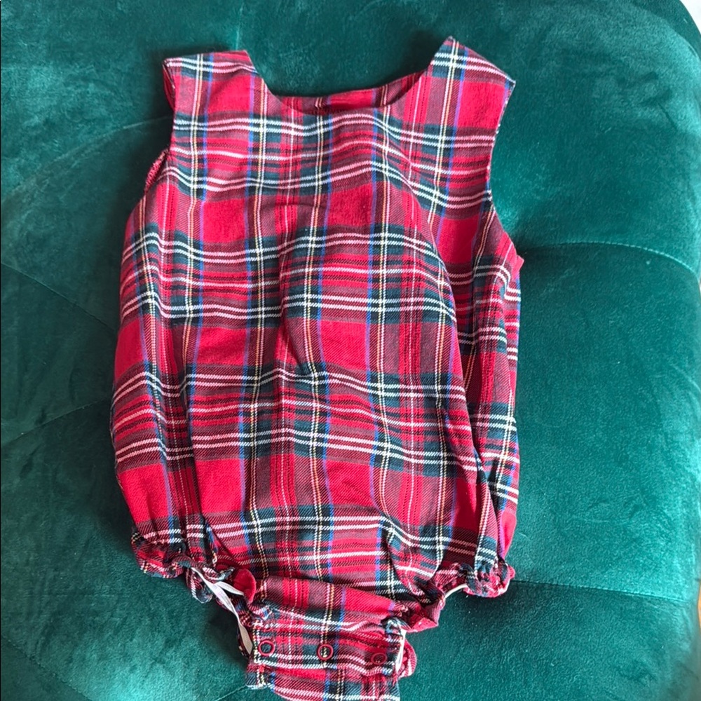 Beaufort Bonnet Red Plaid Baby Romper - Size 12-18 Months